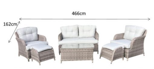 Signature Weave - Rattan Harriet 2 Seater Sofa + 2 Ottoman Stools Dining Set | Harr0134