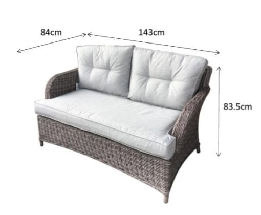 Signature Weave - Rattan Harriet 2 Seater Sofa + 2 Ottoman Stools Dining Set | Harr0134