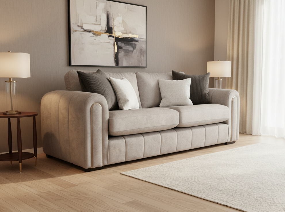 Glamour Quilted Fabric Sofa & Corner Collection with Piping