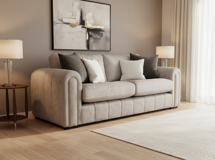 Glamour Quilted Fabric Sofa & Corner Collection with Piping | Lebus Upholstery