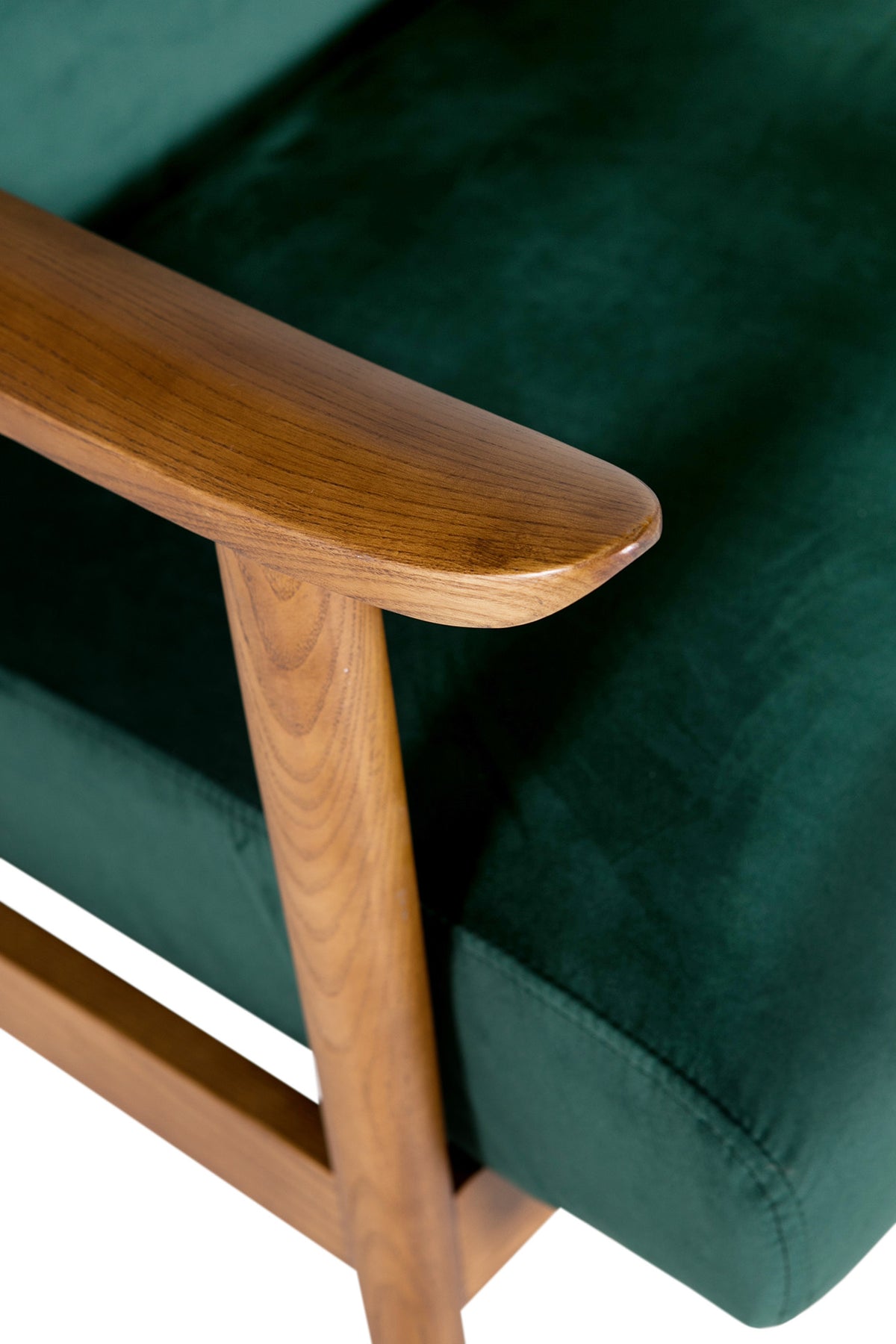 Heath Velvet Accent Chair on Solid Wood Base, Green or Grey