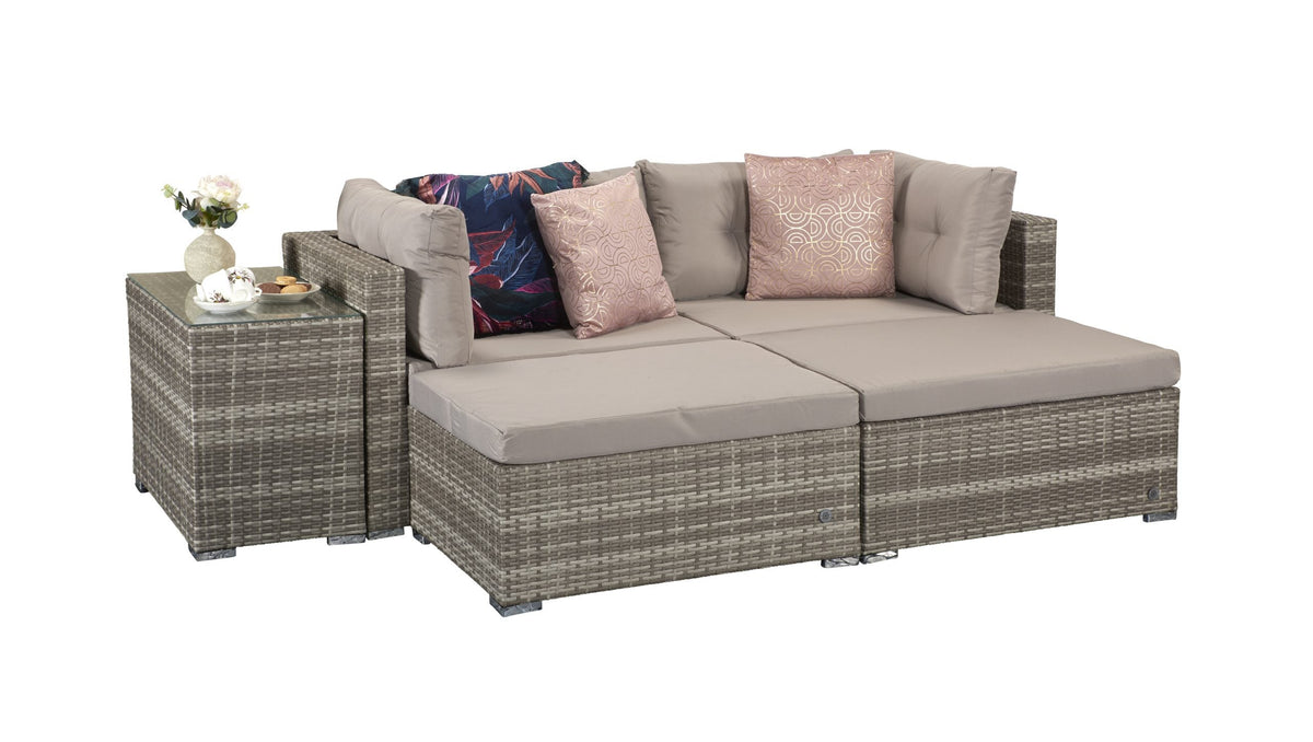 Harper Grey Rattan Modular Stacking Garden Sofa Set with Storage Side Table
