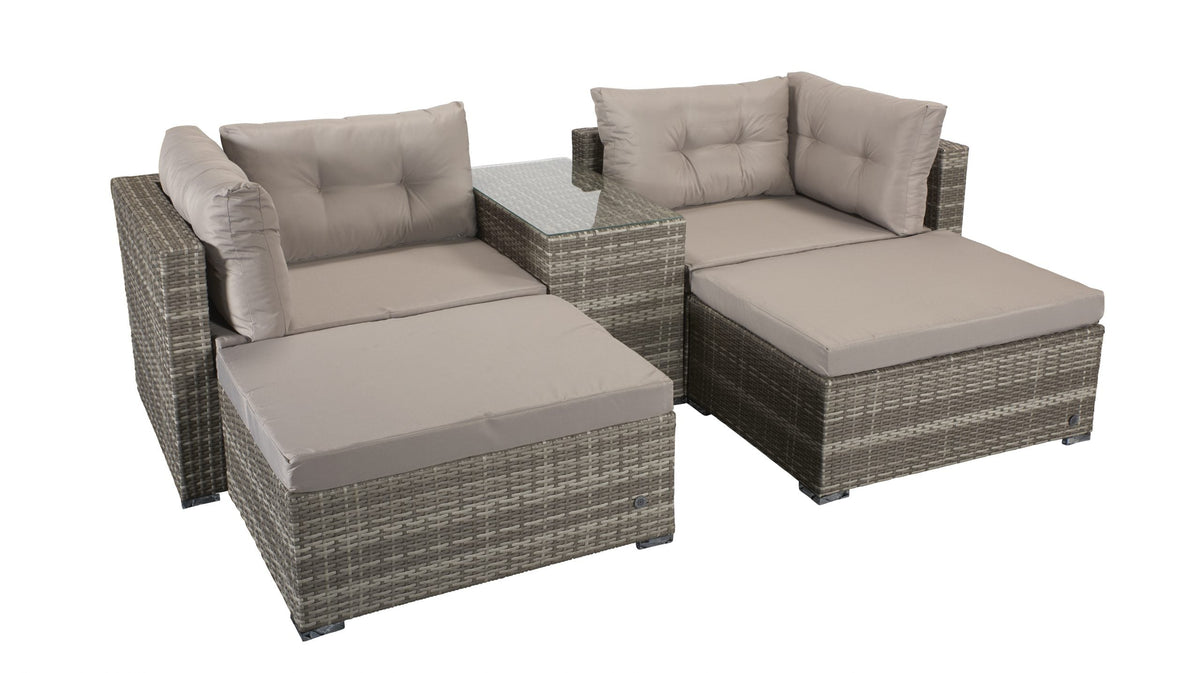 Harper Grey Rattan Modular Stacking Garden Sofa Set with Storage Side Table