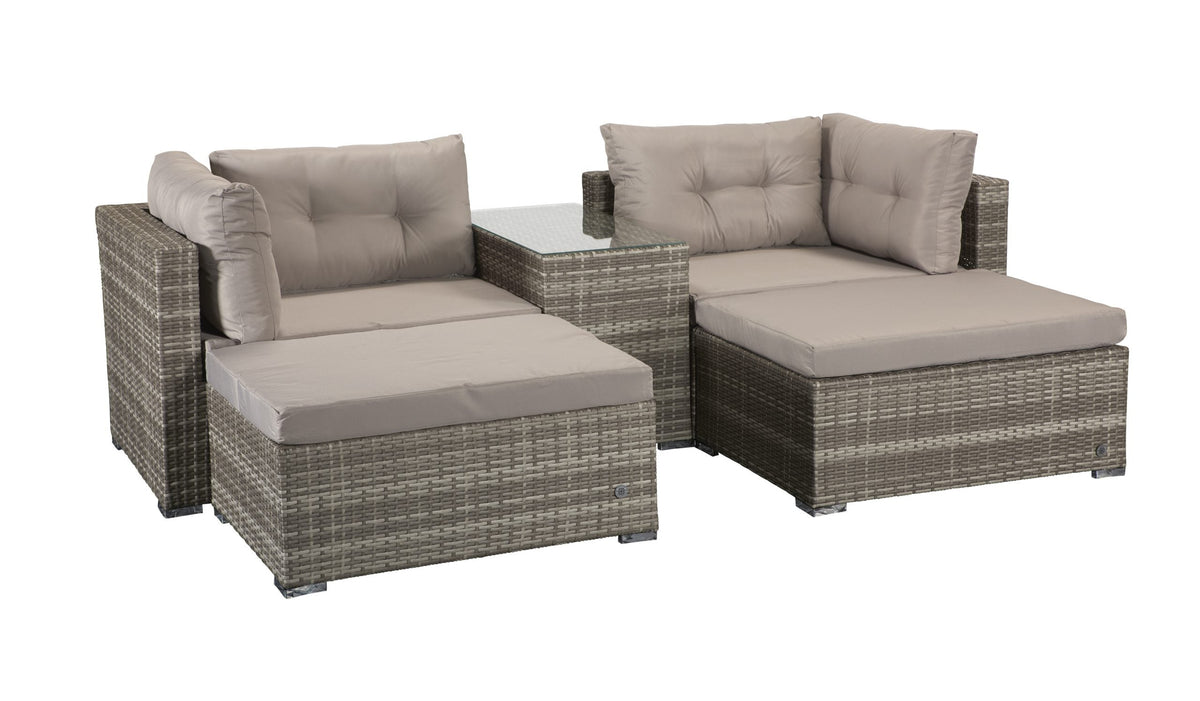 Harper Grey Rattan Modular Stacking Garden Sofa Set with Storage Side Table