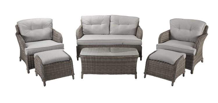 Signature Weave - Rattan Harriet 2 Seater Sofa + 2 Ottoman Stools Dining Set | Harr0134
