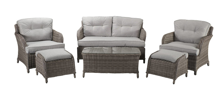 Signature Weave - Rattan Harriet 2 Seater Sofa + 2 Ottoman Stools Dining Set | Harr0134