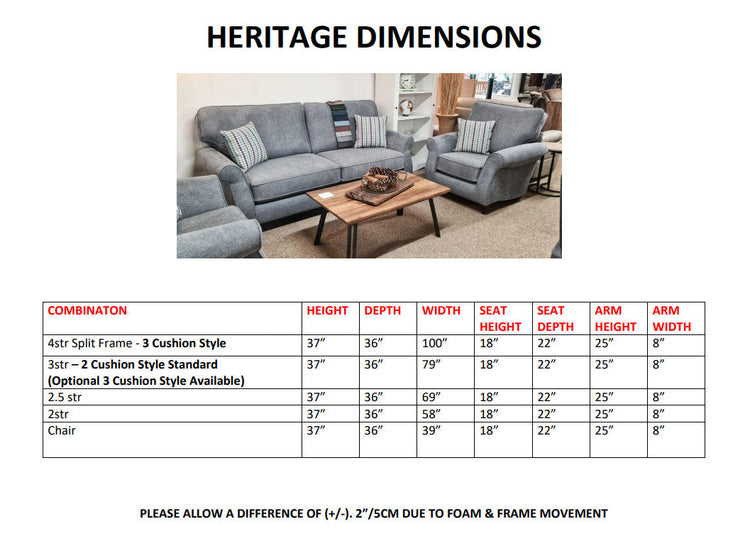 Heritage Fabric Sofa Collection | Red Rose