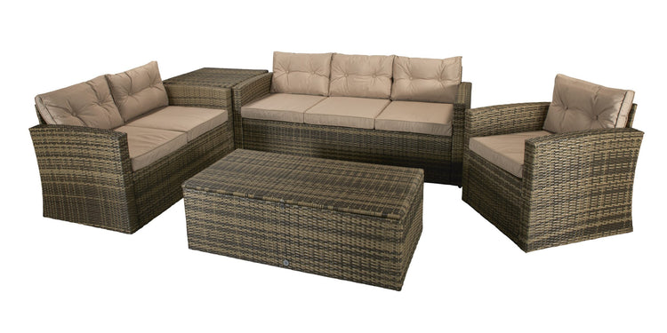 Signature Weave - Rattan Holly 5 Piece Sofa Set in Brown with Steel Frame | Holl0285