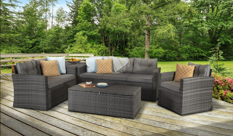 Signature Weave - Rattan Holly 5 Piece Sofa Set with Steel Frame in Grey | Holl0286