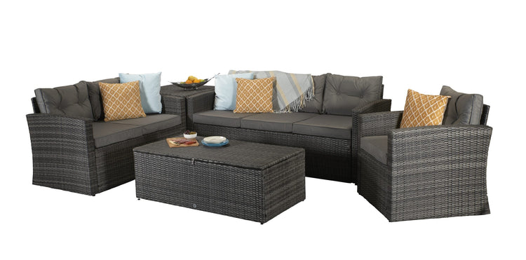 Signature Weave - Rattan Holly 5 Piece Sofa Set with Steel Frame in Grey | Holl0286