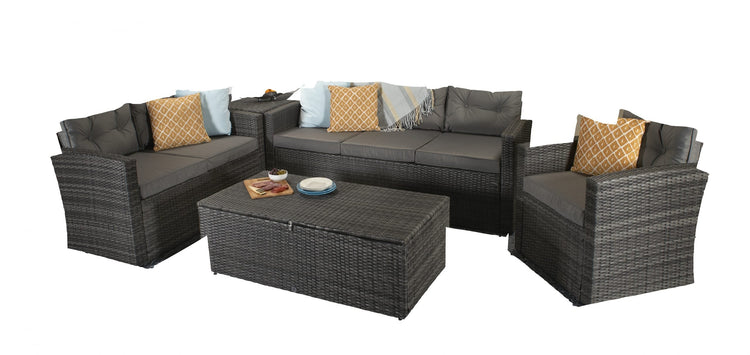 Signature Weave - Rattan Holly 5 Piece Sofa Set with Steel Frame in Grey | Holl0286