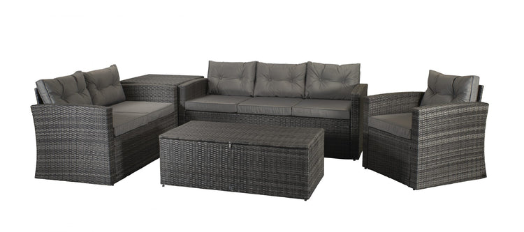 Signature Weave - Rattan Holly 5 Piece Sofa Set with Steel Frame in Grey | Holl0286