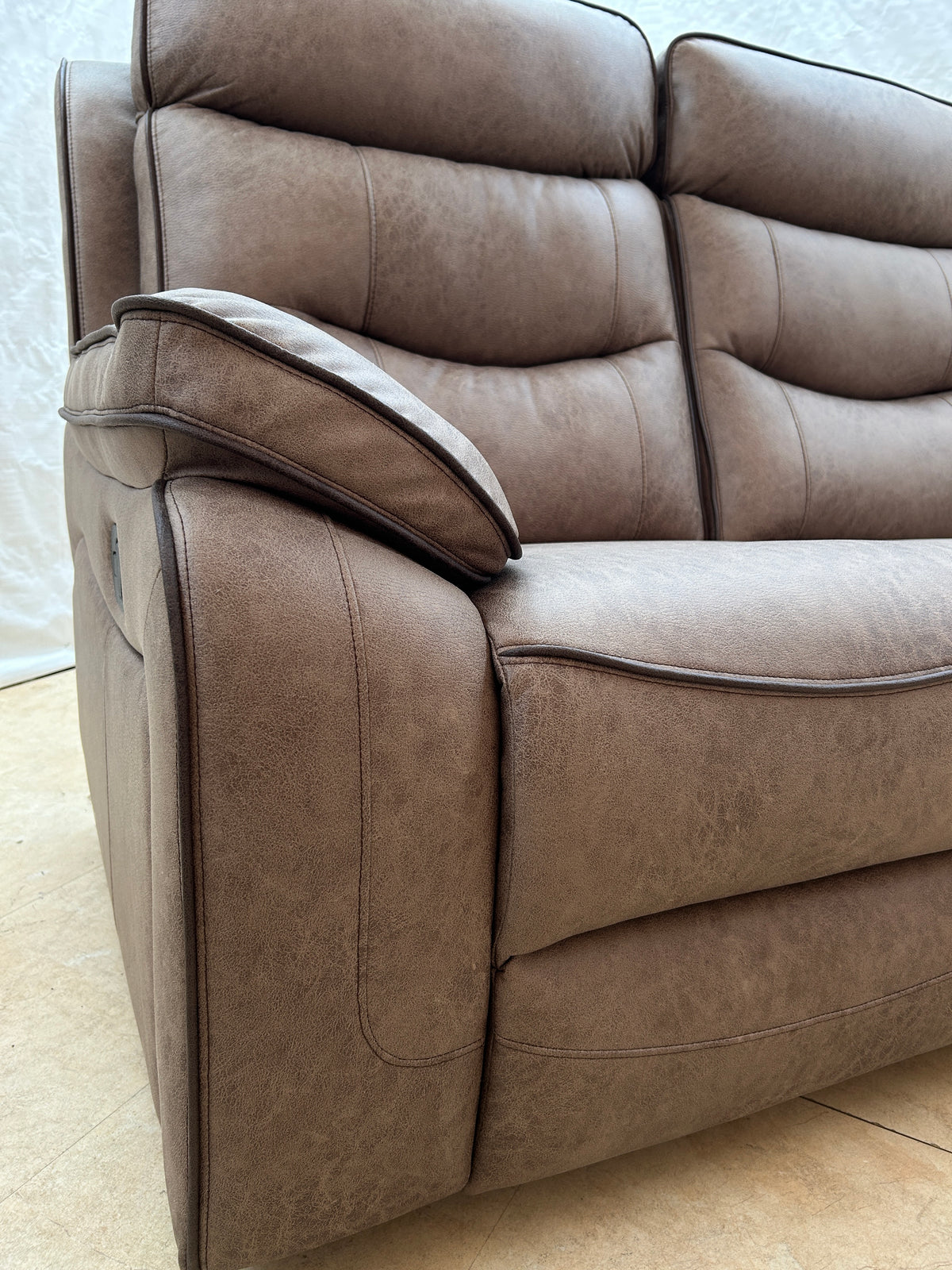 Ex-Display Gabrielle Brown Fabric 2 Seater Manual Recliner Sofa