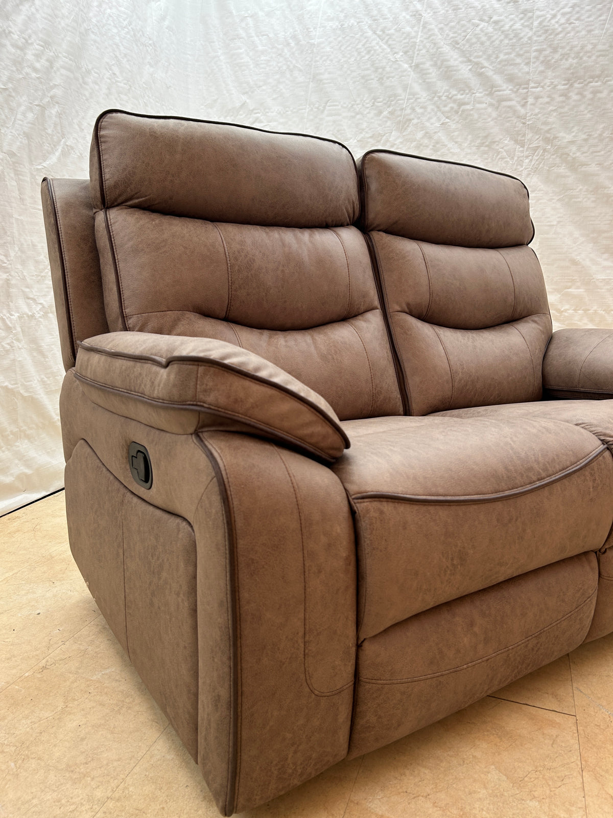 Ex-Display Gabrielle Brown Fabric 2 Seater Manual Recliner Sofa