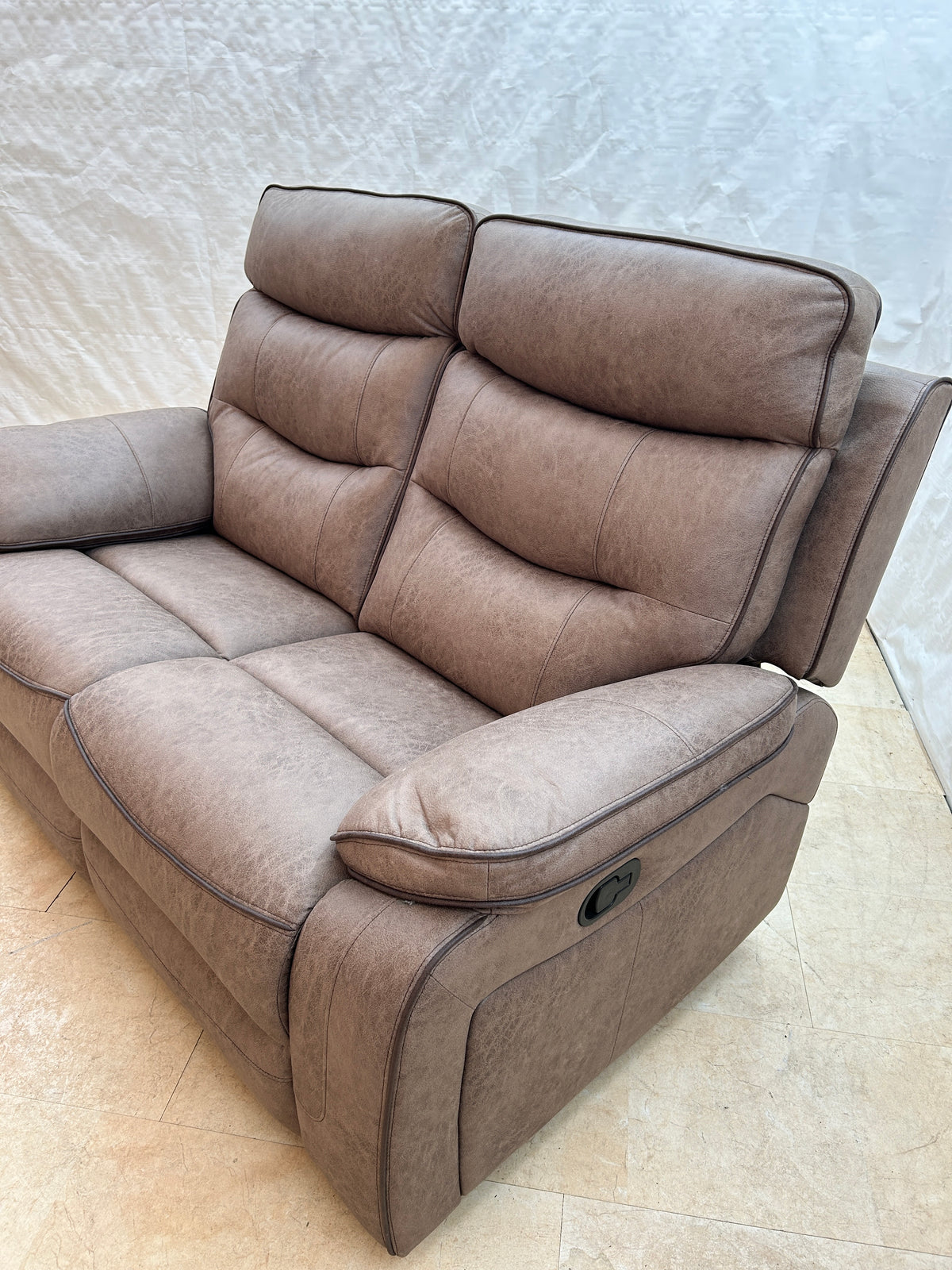 Ex-Display Gabrielle Brown Fabric 2 Seater Manual Recliner Sofa