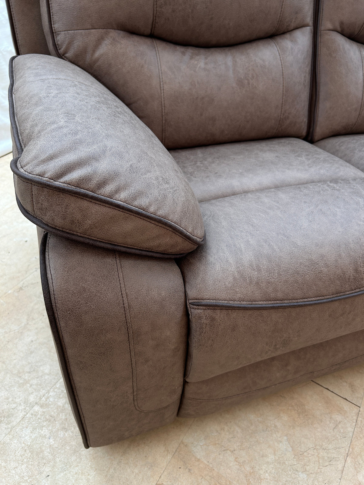 Ex-Display Gabrielle Brown Fabric 2 Seater Manual Recliner Sofa