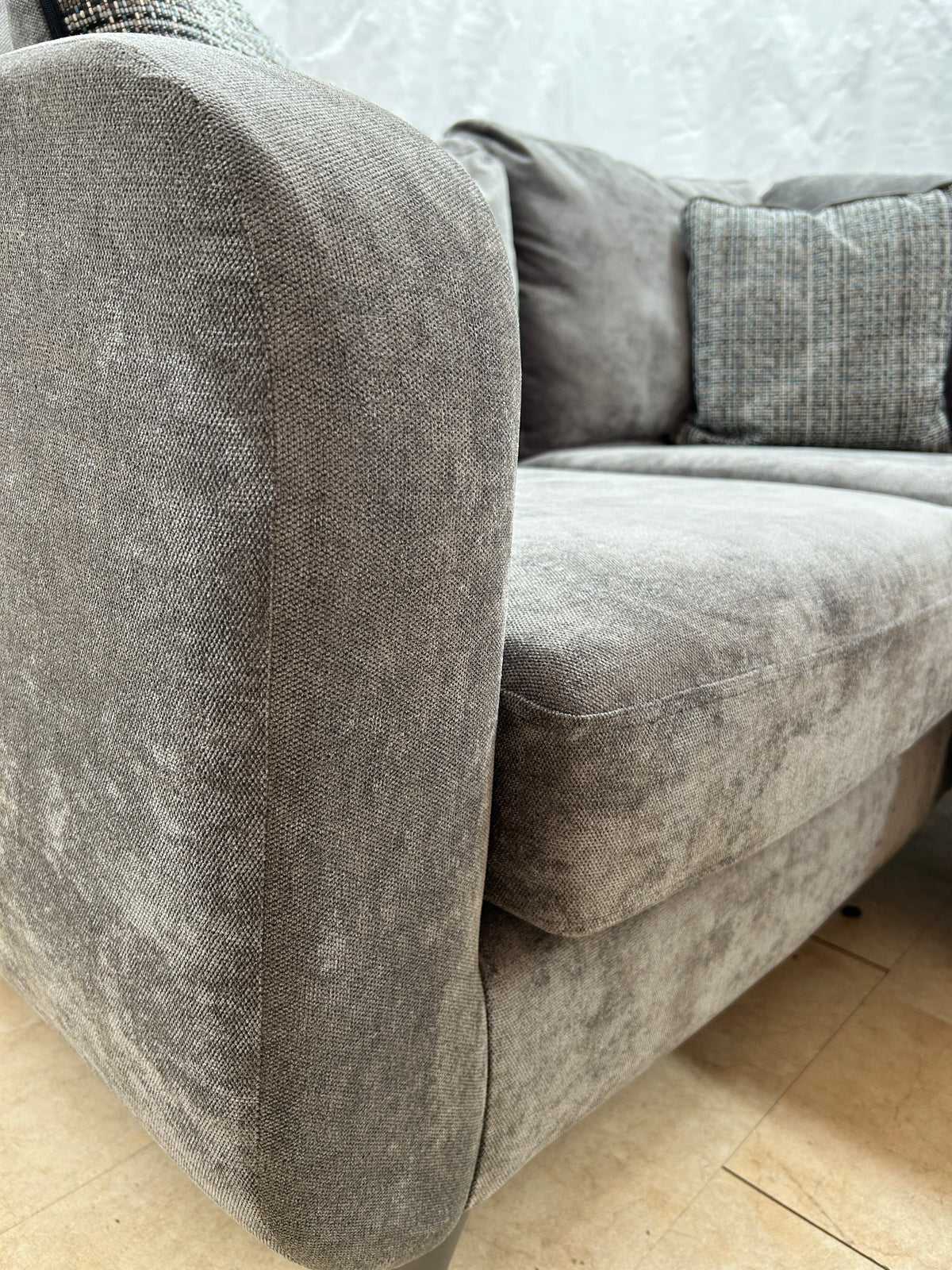 Ex-Display Maia Grey Fabric Corner Sofa + Chair