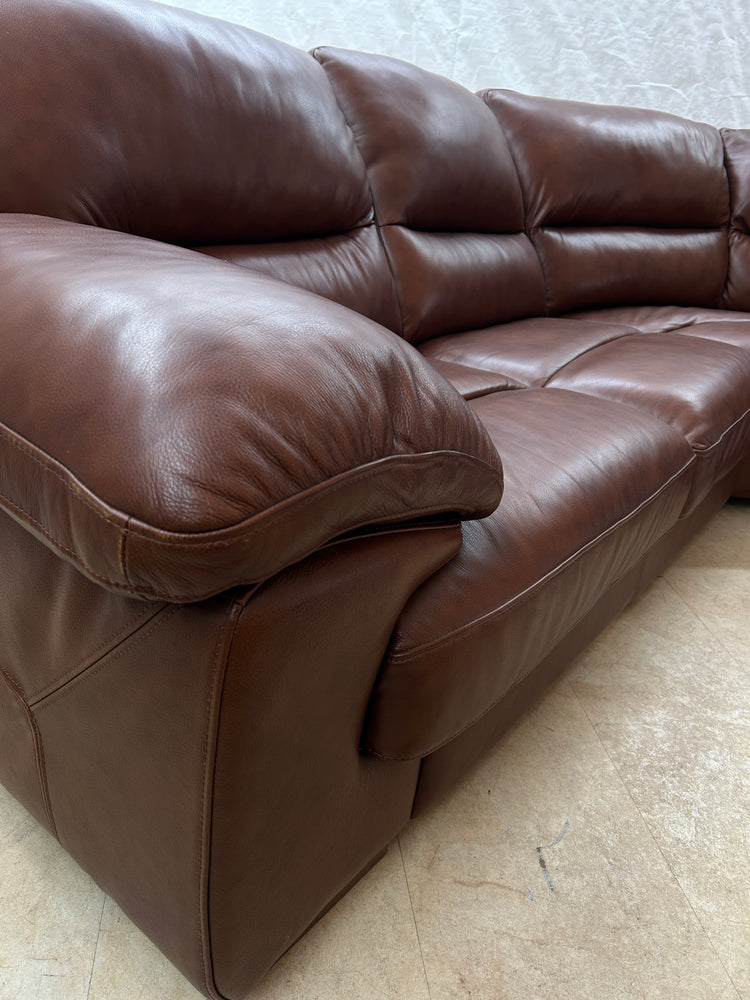 Cognac Ex-Display Leather Brown 3 Piece Corner Sofa | EX108