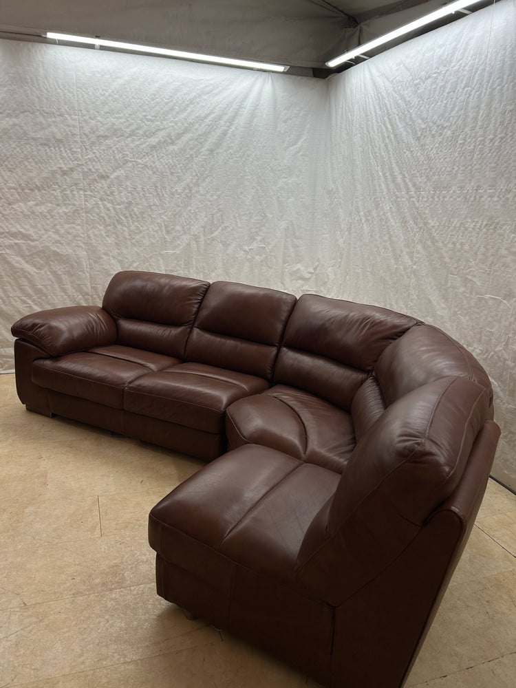 Cognac Ex-Display Leather Brown 3 Piece Corner Sofa | EX108