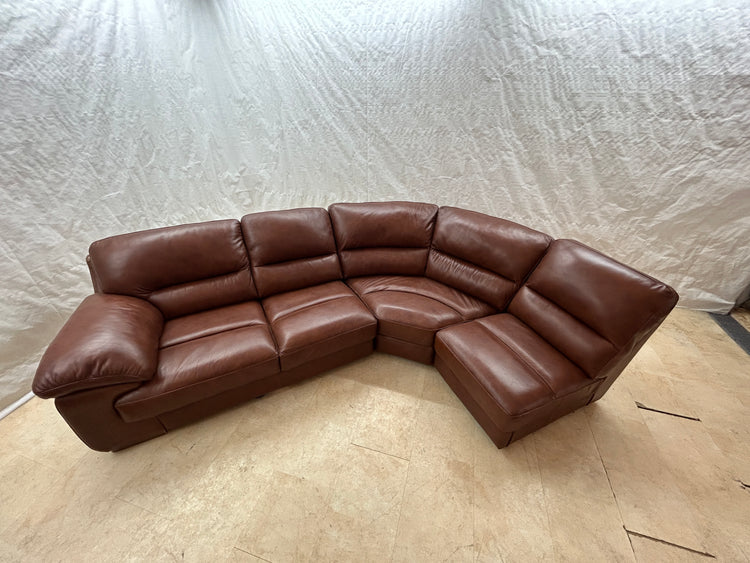 Cognac Ex-Display Leather Brown 3 Piece Corner Sofa | EX108
