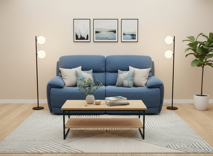 Ex-Display Brandon Blue Fabric 3 Seater Static Sofa
