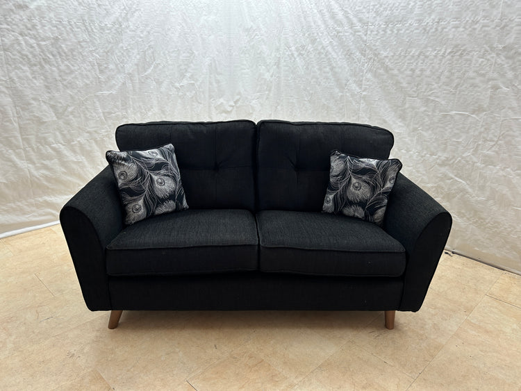 Peacock Ex-Display Black Fabric 3 + 2 Seater Sofa Set | EXPEA