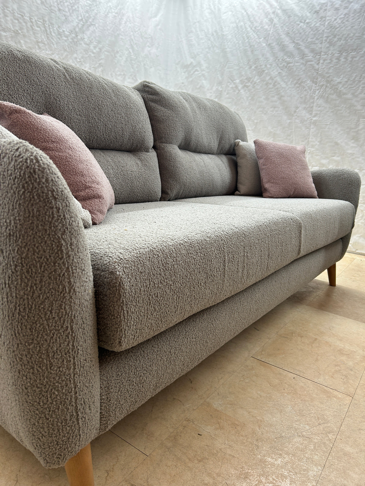 Ex-Display Porto Grey Boucle 3 + 2 Seater Sofa Set