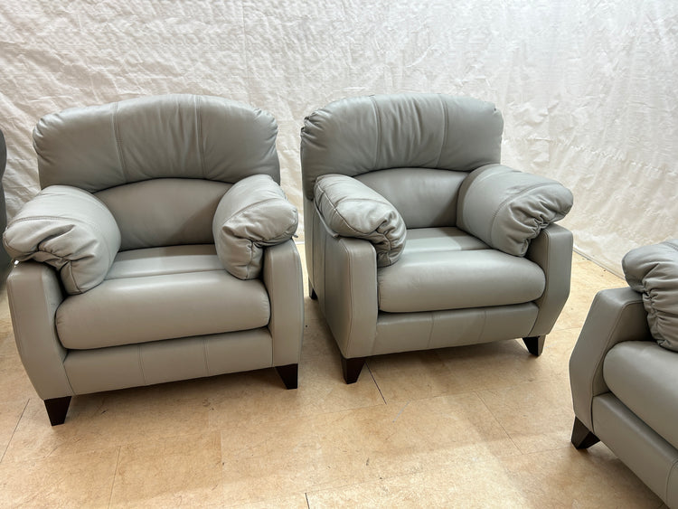 Ex-Display Austin Grey Leather 3 Seater + 2 Chairs Sofa Set | EXAUS