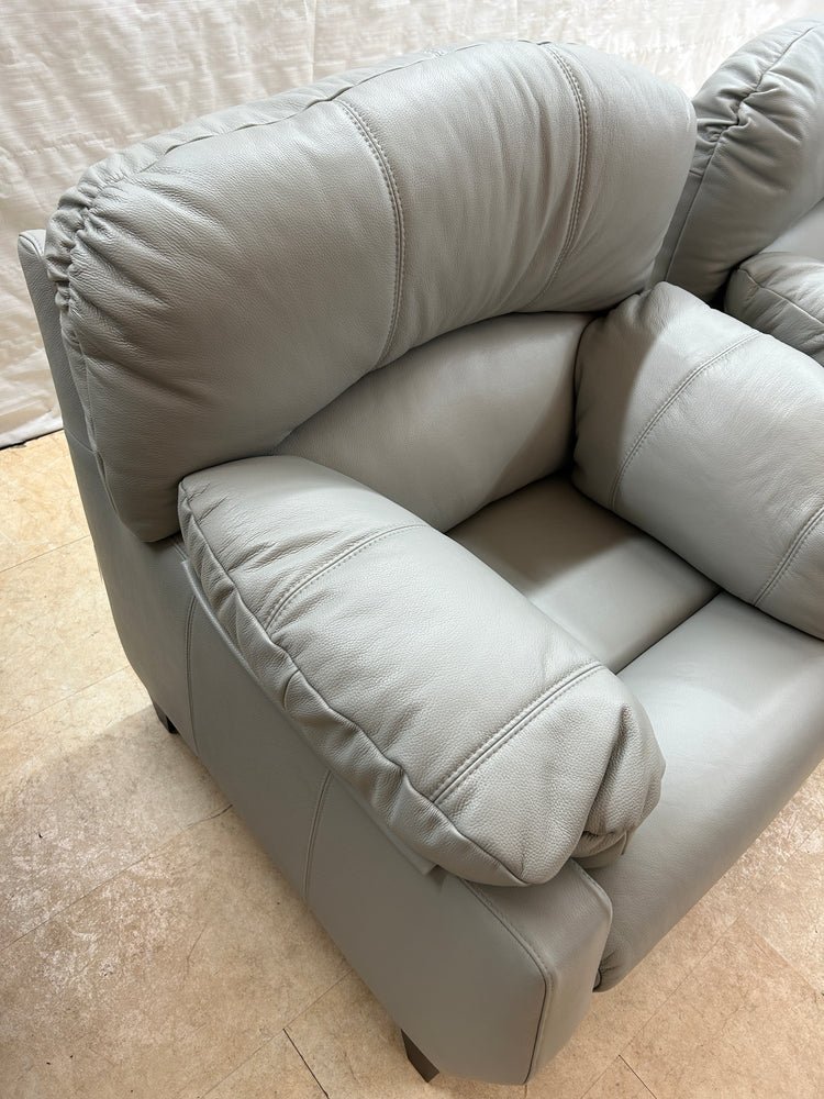 Ex-Display Austin Grey Leather 3 Seater + 2 Chairs Sofa Set | EXAUS