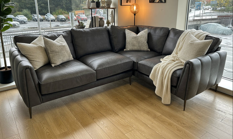 Ex-Display Harlow Grey Leather Large Corner Sofa