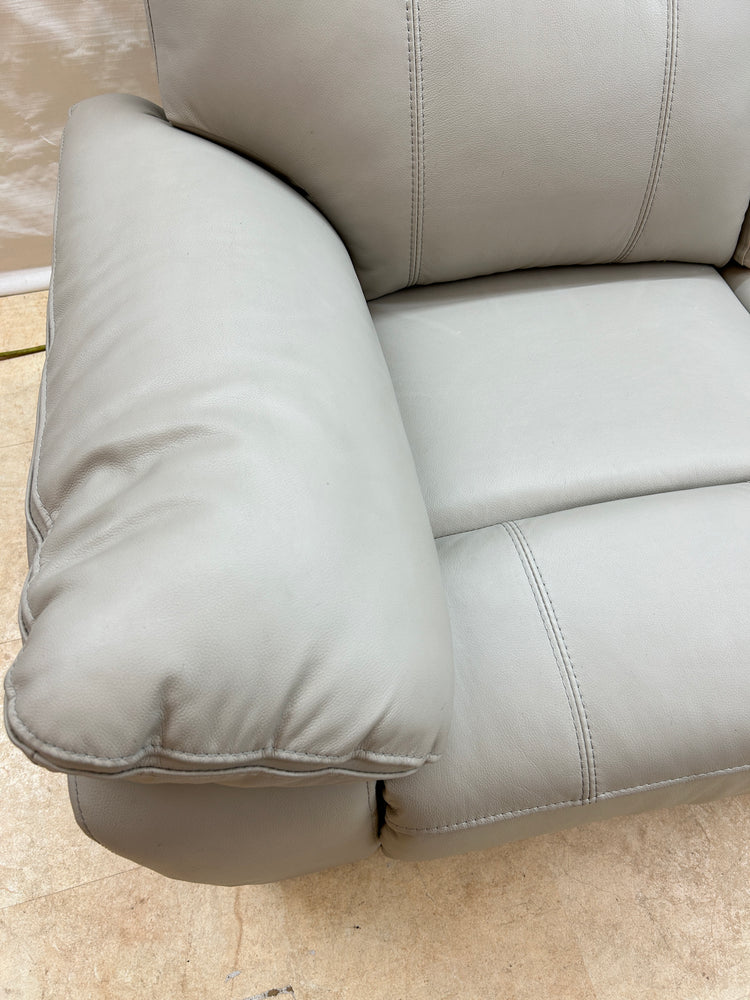 Ex-Display Positano Pale Grey Leather Manual Recliner Corner Sofa + Electric Chair