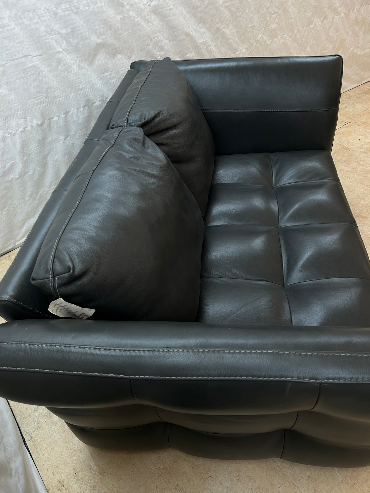 Ex-Display Gordon Dark Grey Leather 2 Seater Sofa