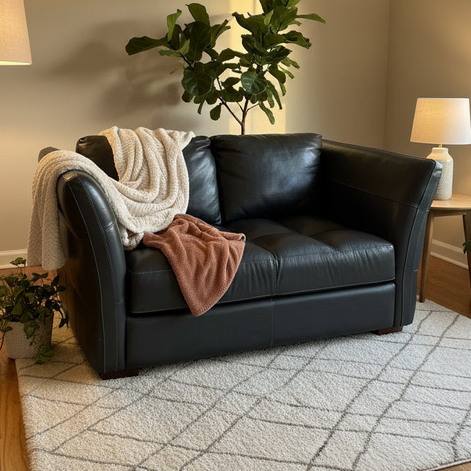 Ex-Display Gordon Dark Grey Leather 2 Seater Sofa