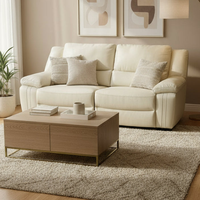 Ex-Display Fallon Cream Leather 3 Seater Sofa