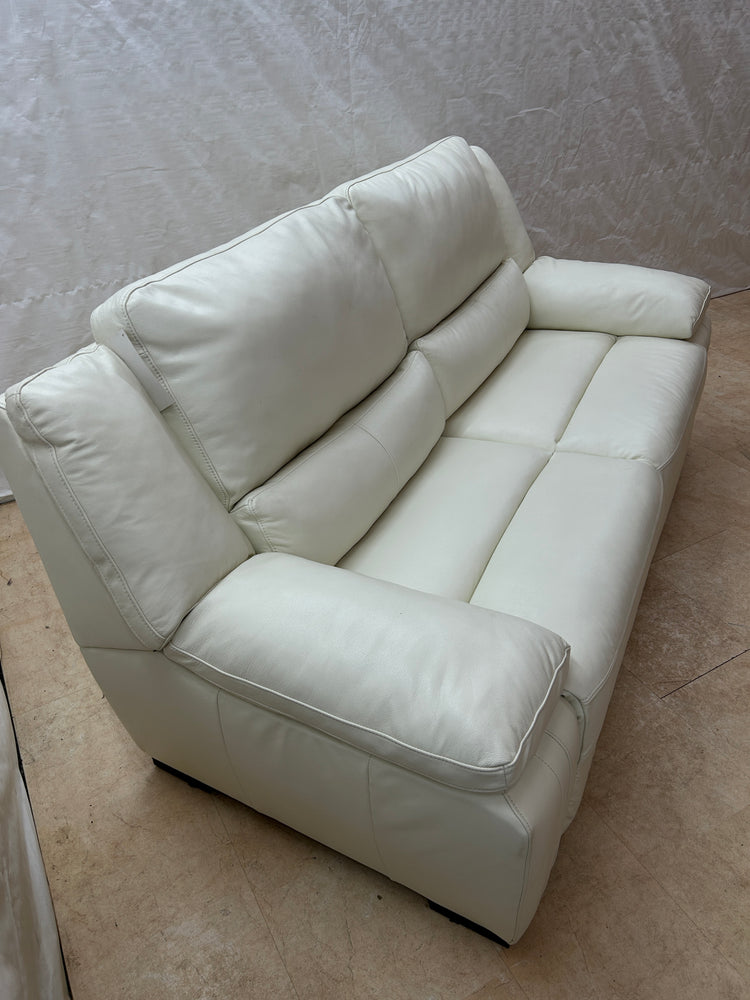 Ex-Display Fallon Cream Leather 3 Seater Sofa