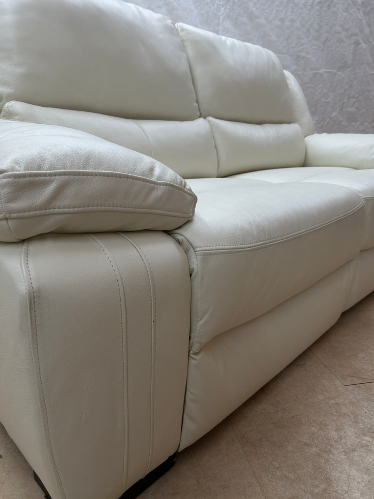 Ex-Display Fallon Cream Leather 3 Seater Sofa
