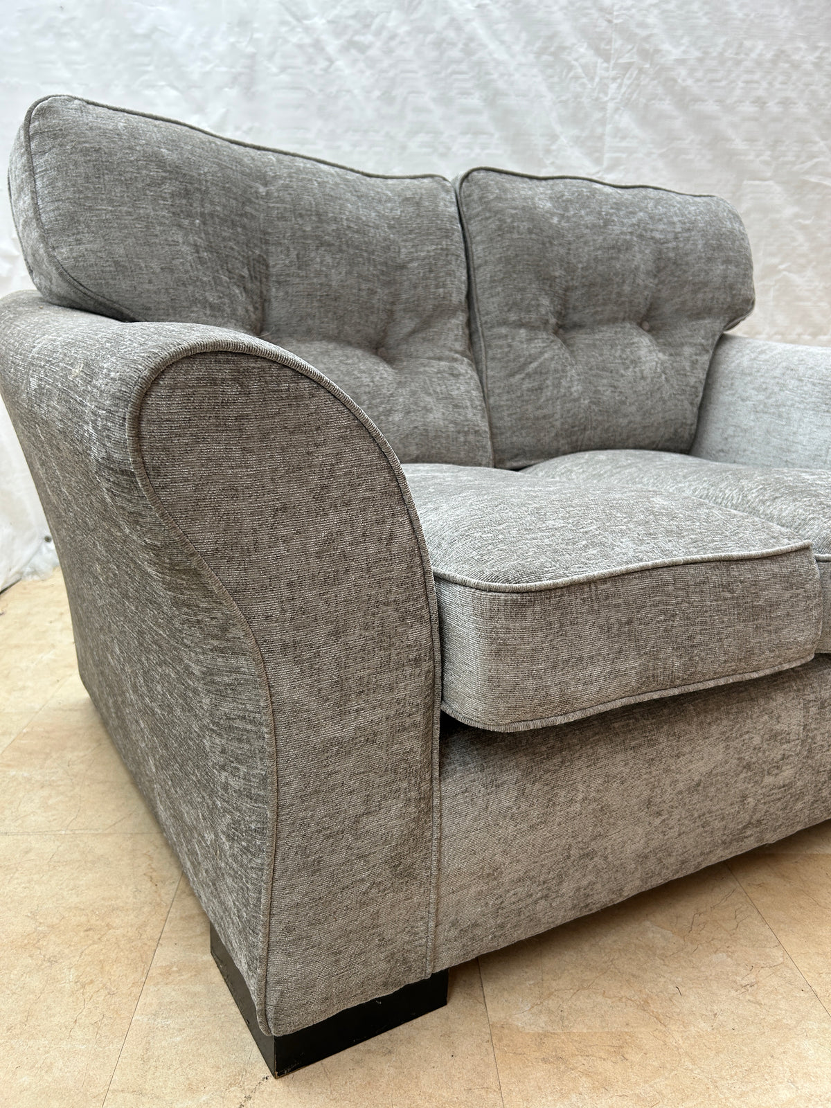 Ex-Display Ken Grey Shimmer Fabric 2 Seater Sofa