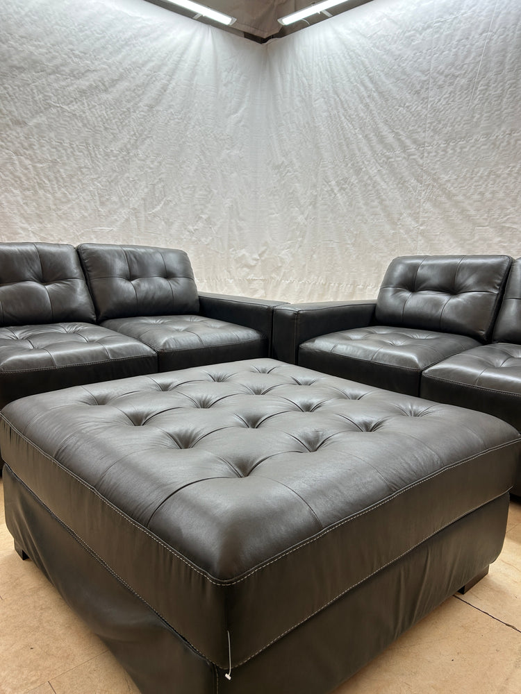Ex-Display Alaska Black Leather 2+2 Seater Sofa Set