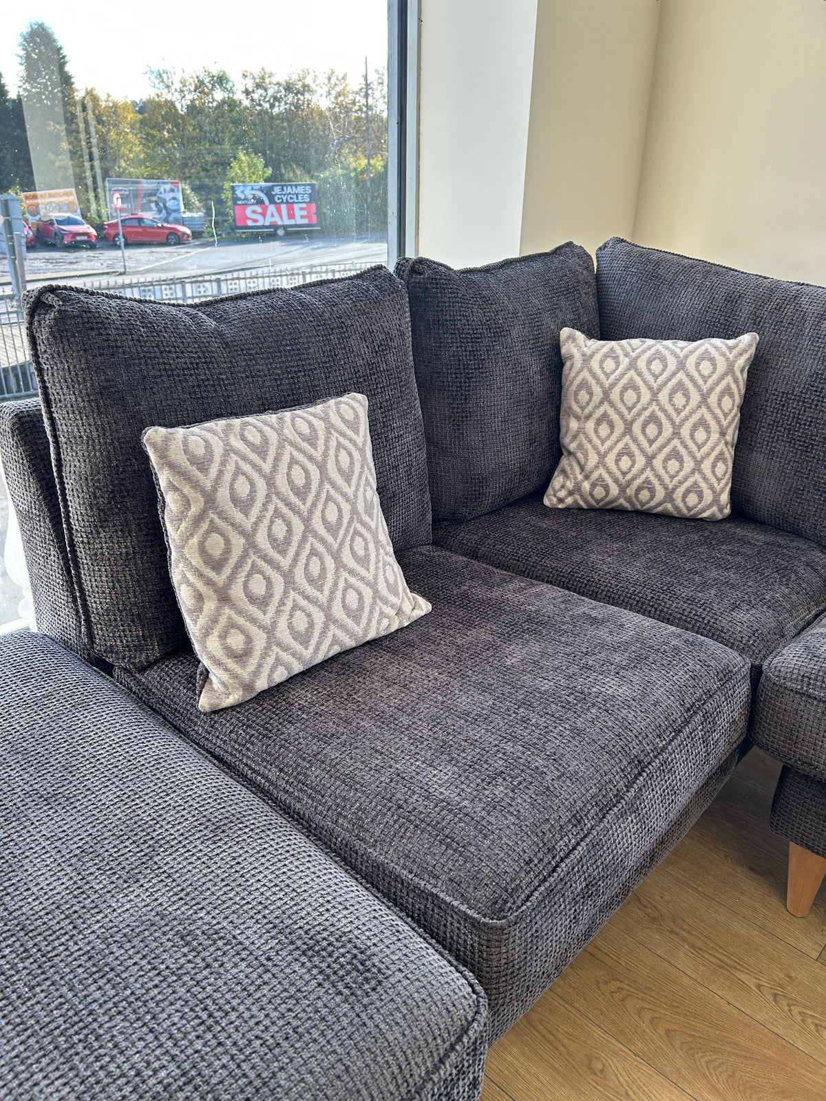 Ex-Display Perth Dark Fabric Corner Sofa Set