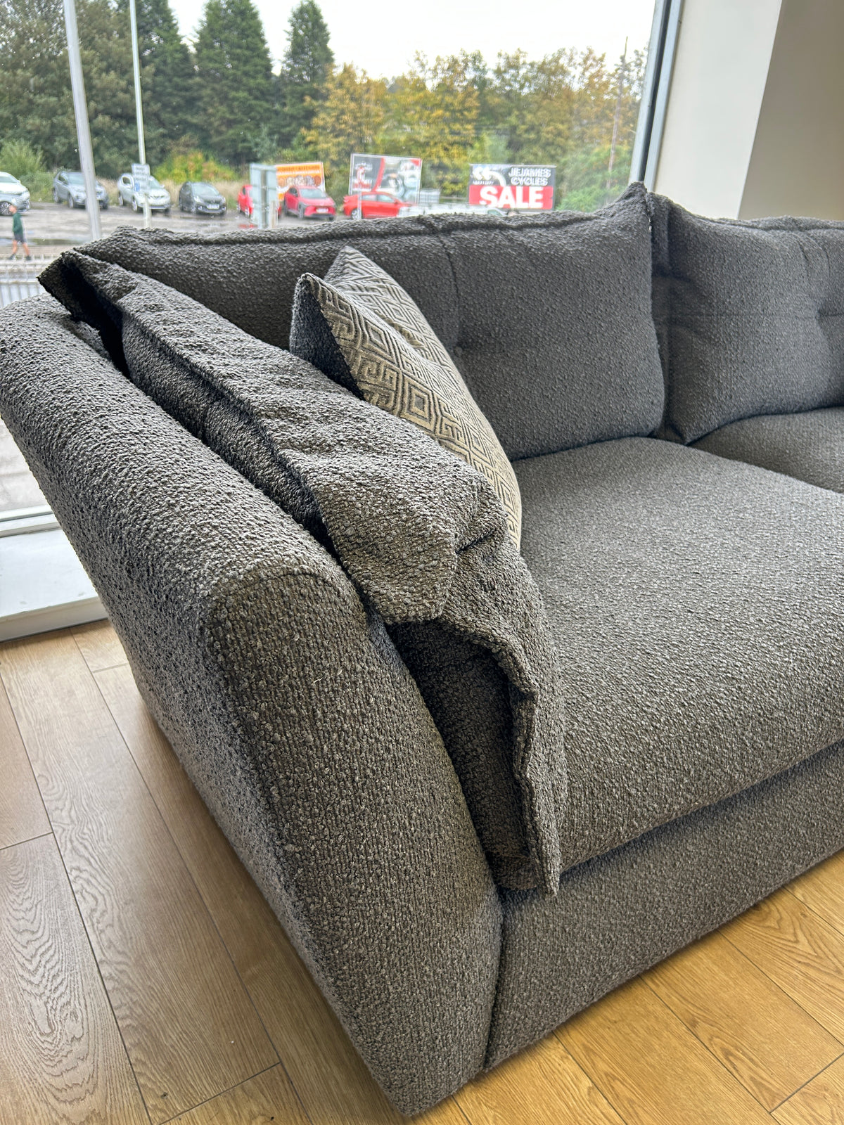 Ex-Display Sully Grey Fabric 4 Seater Sofa + Love Chair