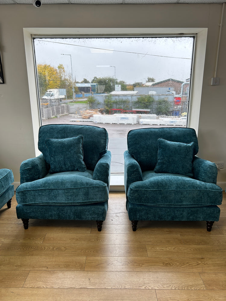 Ex-Display Mahid Bottle Green Fabric  3 Seater Sofa + 2 Chair