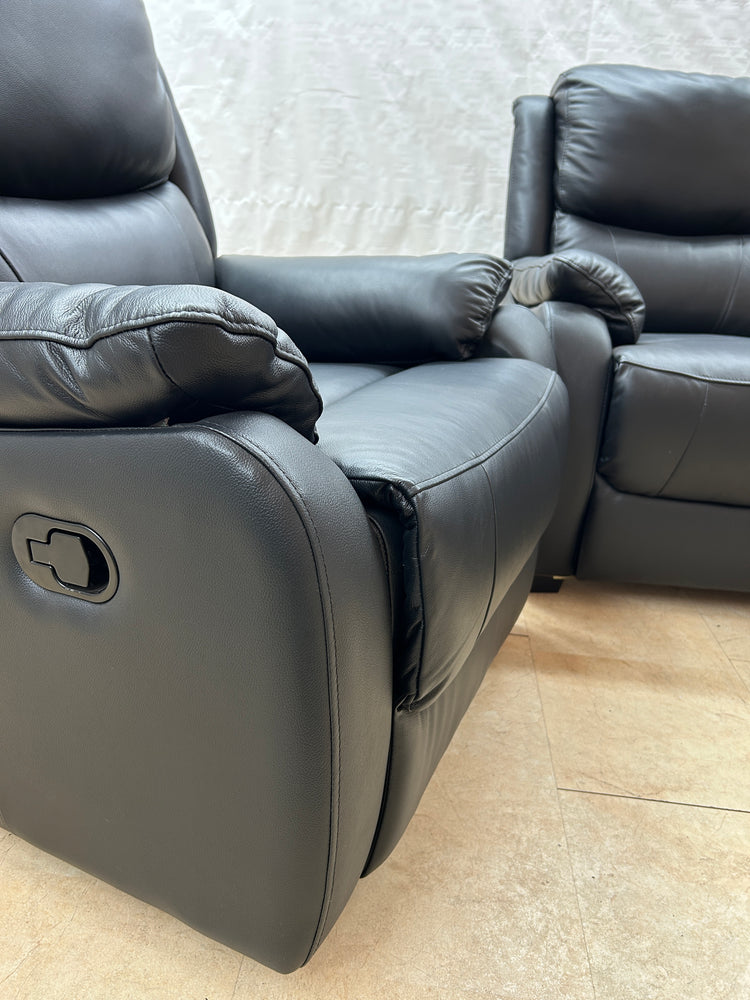 Ex-Display Palermo Static 3 Seater + Manual Recliner Leather Chair