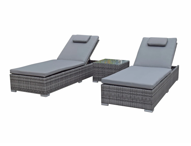 Jessica Grey Rattan Pair of Sunloungers | Jess0407