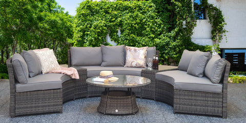 Juliet Rattan Half Moon Corner Sofa Set | EXJUL