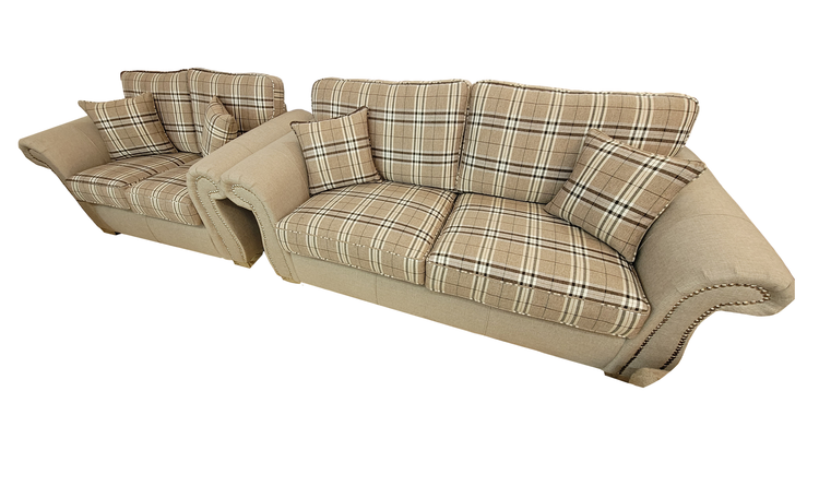 Ex-Display Margaret Brown 3 + 2 Seater Fabric Sofas | EXMAR