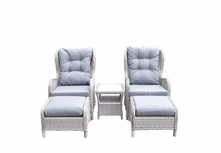Signature Weave - Rattan 5 Piece Reclining Lounge Set in Grey | Megh0298