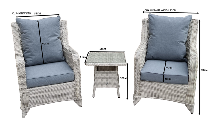 Meghan Grey Rattan 3 Piece Lounge Set (Sarah Weave) | Megh0384