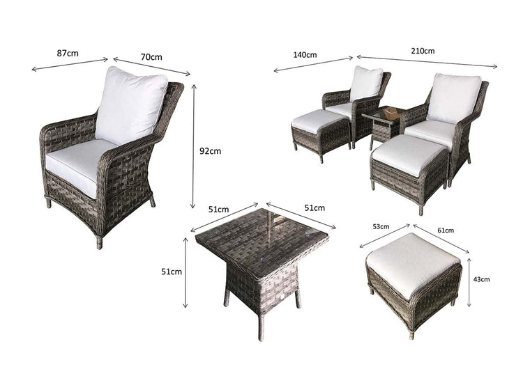 Signature Weave - Rattan Grey Five Piece Lounge Set in Grey | Mia | Mia0102