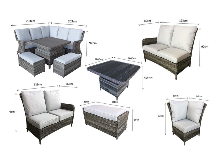 Signature Weave - Rattan Corner Dining Sofa with Lift Table | Mia0314
