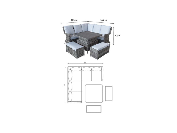 Signature Weave - Rattan Corner Dining Sofa with Lift Table | Mia0314